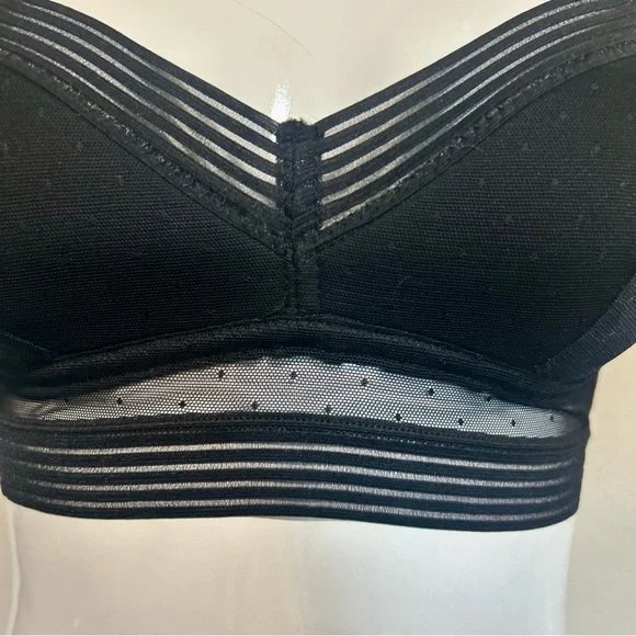 Black Stretchy Polka Dots Mesh Padded Bra Size Medium - Picture 3 of 9